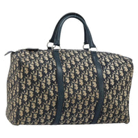 Christian Dior Vintage Trotter Boston Bag Diorissimo Canvas Navy Canvas Handbag (Pre-Loved)