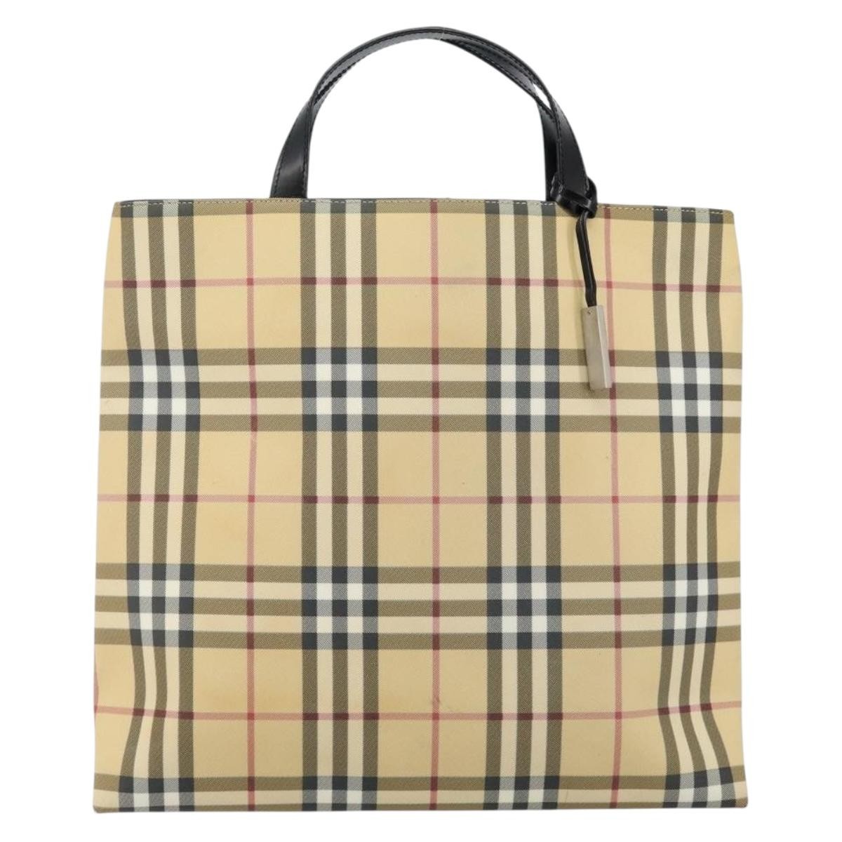 Burberry Nova Check Tote Canvas Check Pattern Beige Canvas Tote Bag Bag (Authentic Pre-Loved)