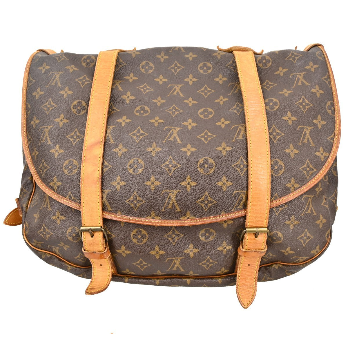 Louis Vuitton Saumur Handbag Monogram Canvas Brown Canvas Shoulder Bag Bag (Pre-Loved)