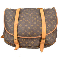 Louis Vuitton Saumur Handbag Monogram Canvas Brown Canvas Shoulder Bag Bag (Pre-Loved)
