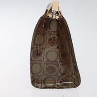 Salvatore Ferragamo Gancini Pouch Canvas Brown Vinyl Clutche & Pouche Bag (Authentic Pre-Loved)