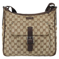 Gucci Vintage Shoulder Bag Gg Canvas And Leather Beige Canvas Shoulder Bag Bag (Authentic Pre-Loved)