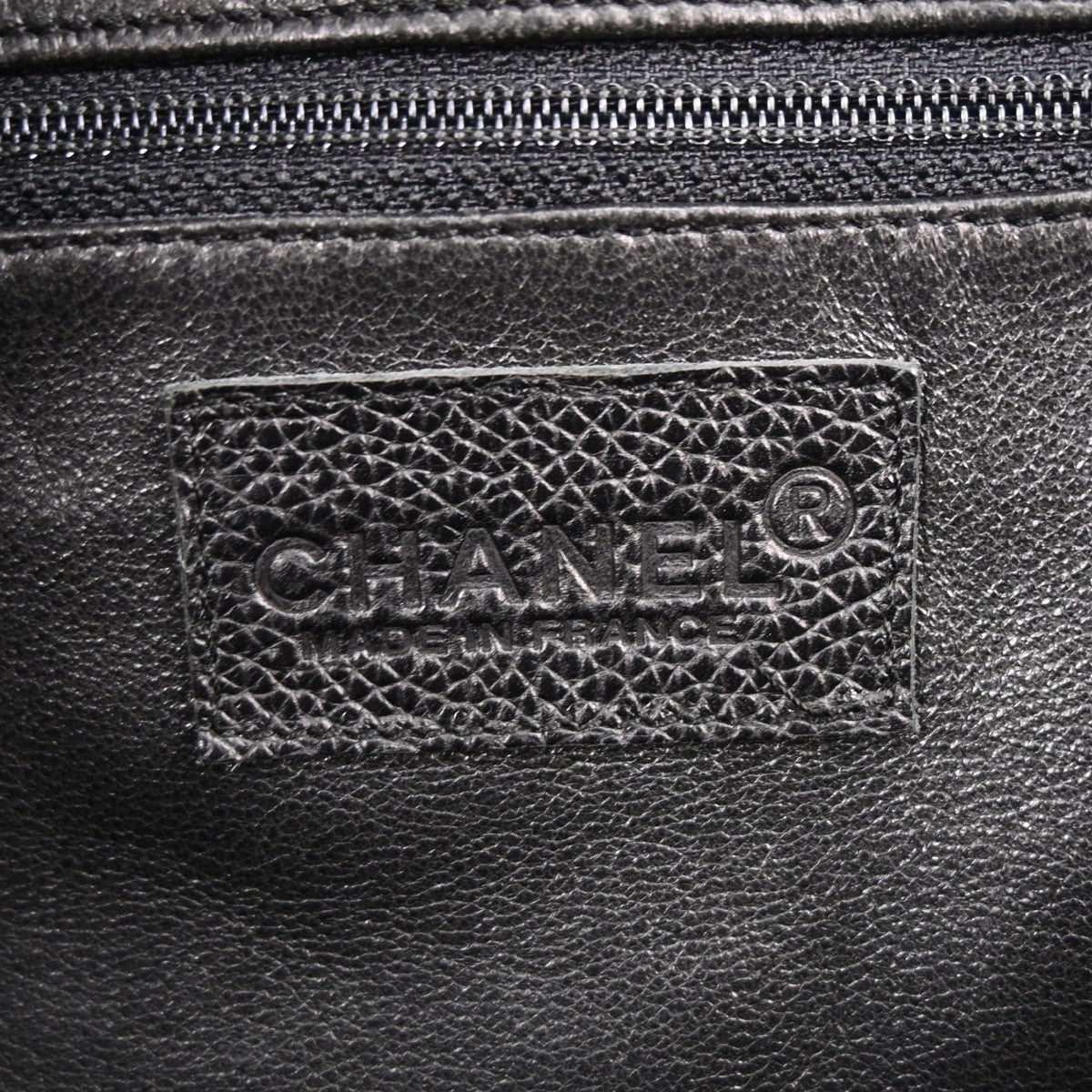Chanel Embossed Logo Bowler Bag Quilted Caviar Black Leather Travel Bag Bag (Authentic Pre-Loved)