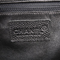 Chanel Embossed Logo Bowler Bag Quilted Caviar Black Leather Travel Bag Bag (Authentic Pre-Loved)