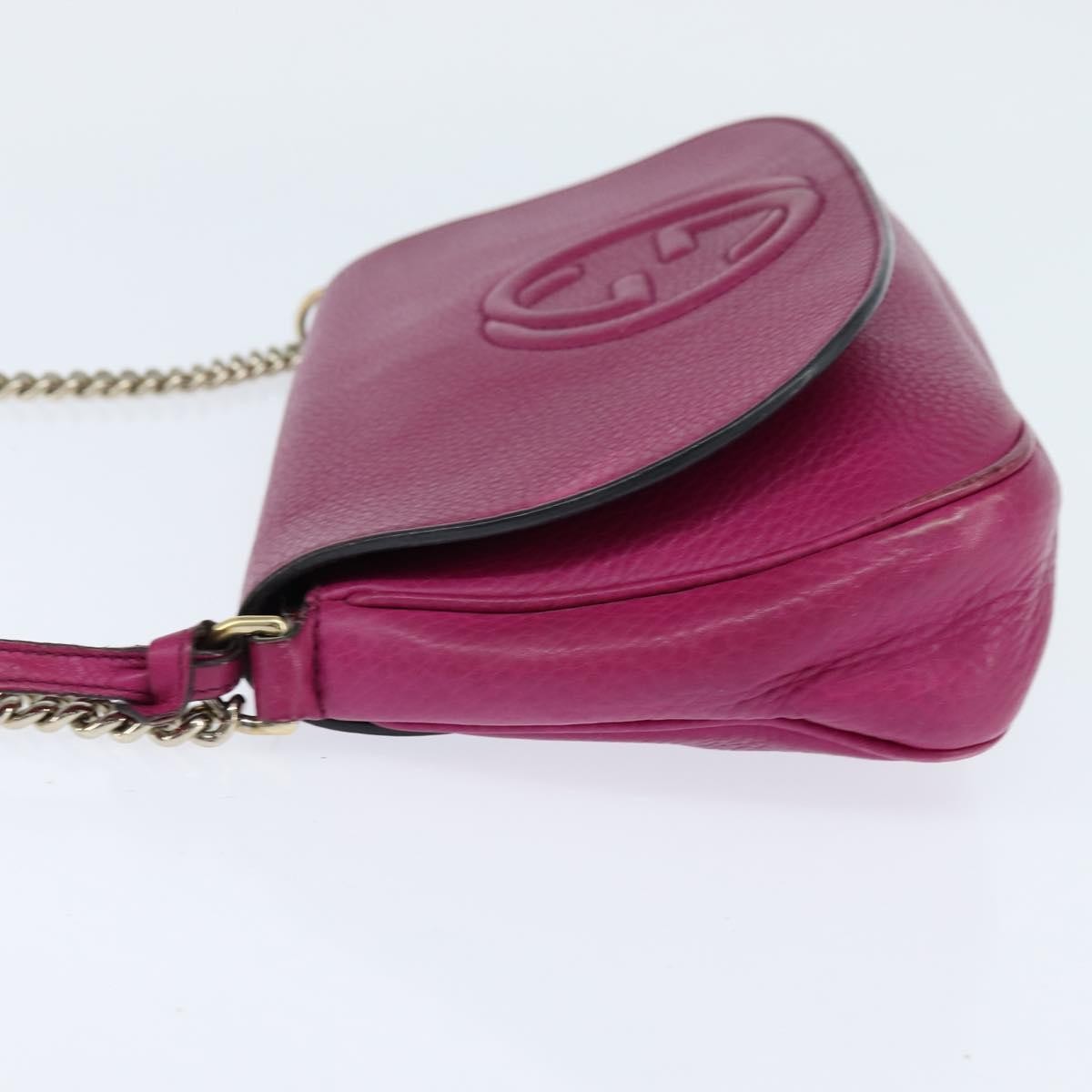 Gucci Soho Chain Crossbody Bag Leather Pink Leather Shoulder Bag Bag (Authentic Pre-Loved)