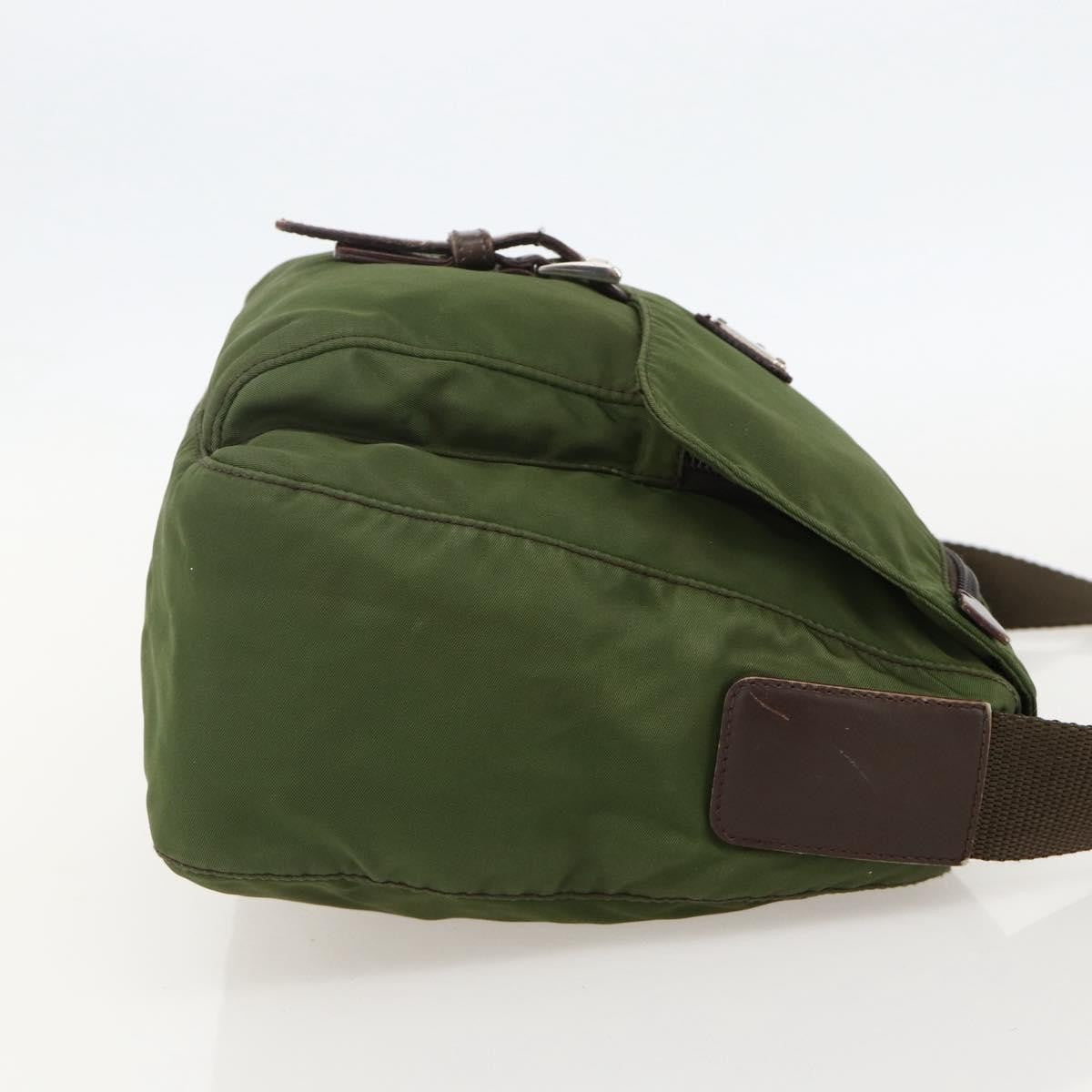 Prada Buckle Messenger Bag Tessuto Green Nylon Shoulder Bag Bag (Pre-Loved)
