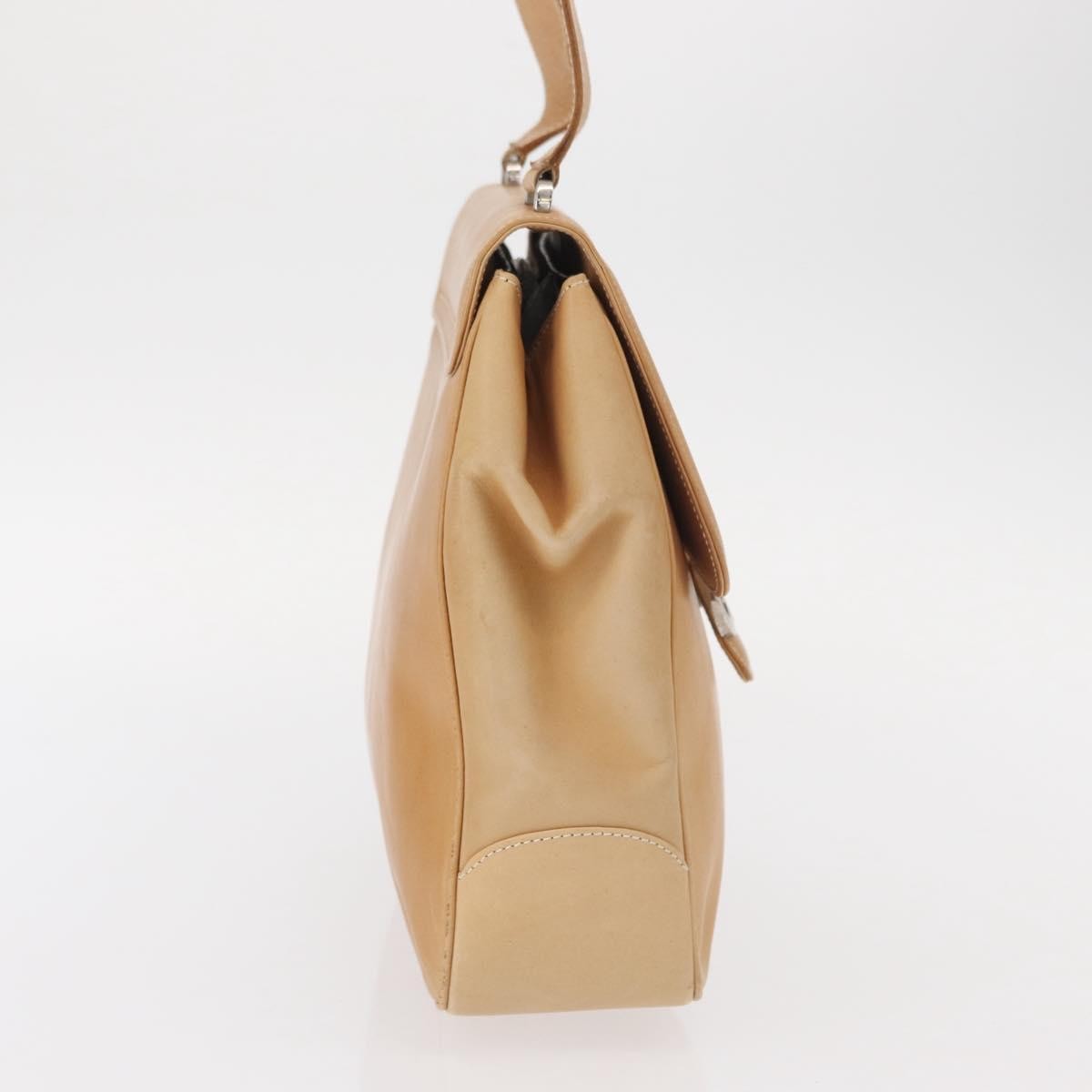 Salvatore Ferragamo Gancini Shoulder Bag Leather Beige Leather Shoulder Bag Bag (Pre-Loved)