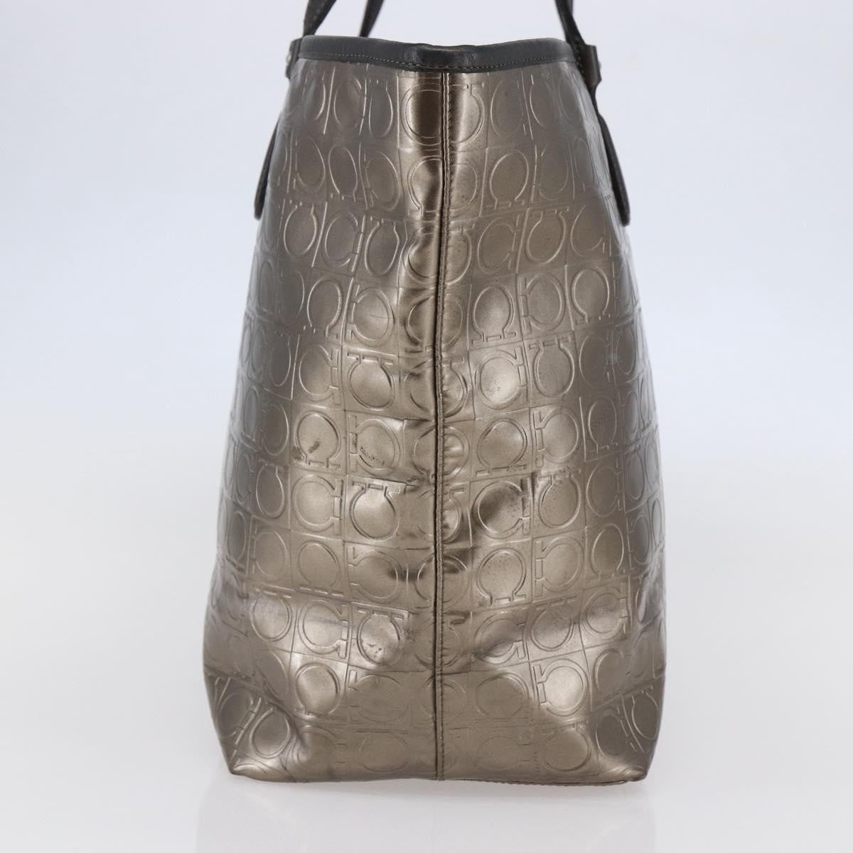 Salvatore Ferragamo Gancini Tote Patent Leather Gold Patent_Leather Tote Bag Bag (Authentic Pre-Loved)