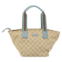 Gucci Web Zip Tote Gg Canvas Beige Canvas Tote Bag Bag (Authentic Pre-Loved)