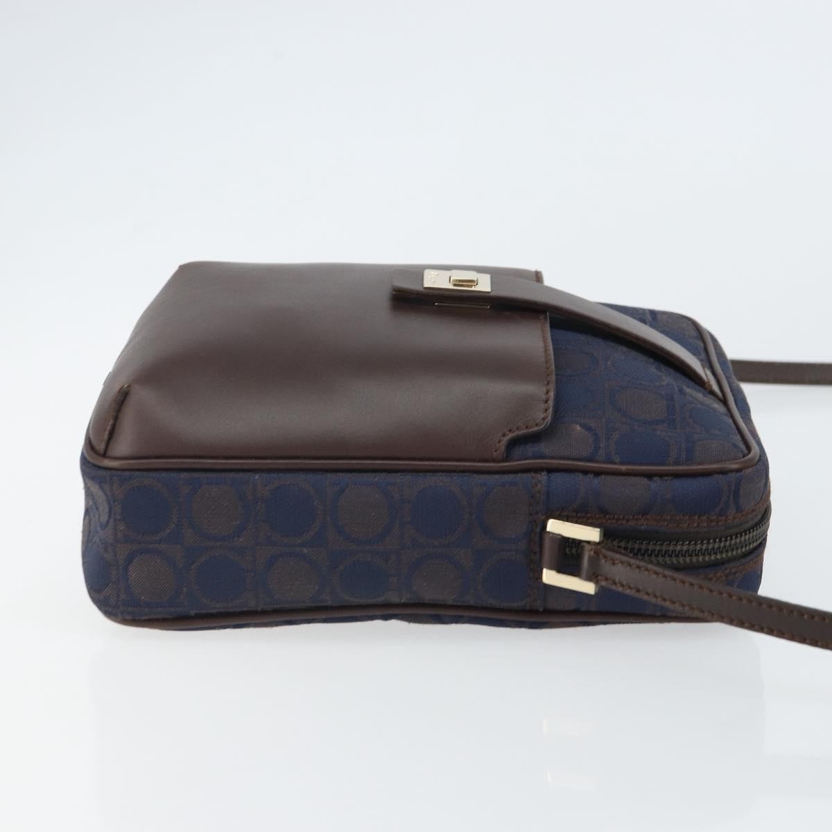 Salvatore Ferragamo Gancini Shoulder Bag Nylon Navy Nylon Shoulder Bag Bag (Authentic Pre-Loved)