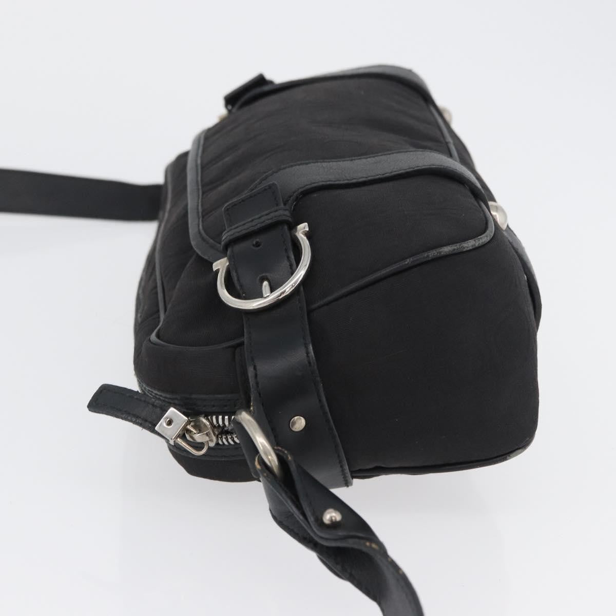 Salvatore Ferragamo Gancini Shoulder Bag Canvas Black Canvas Shoulder Bag Bag (Authentic Pre-Loved)