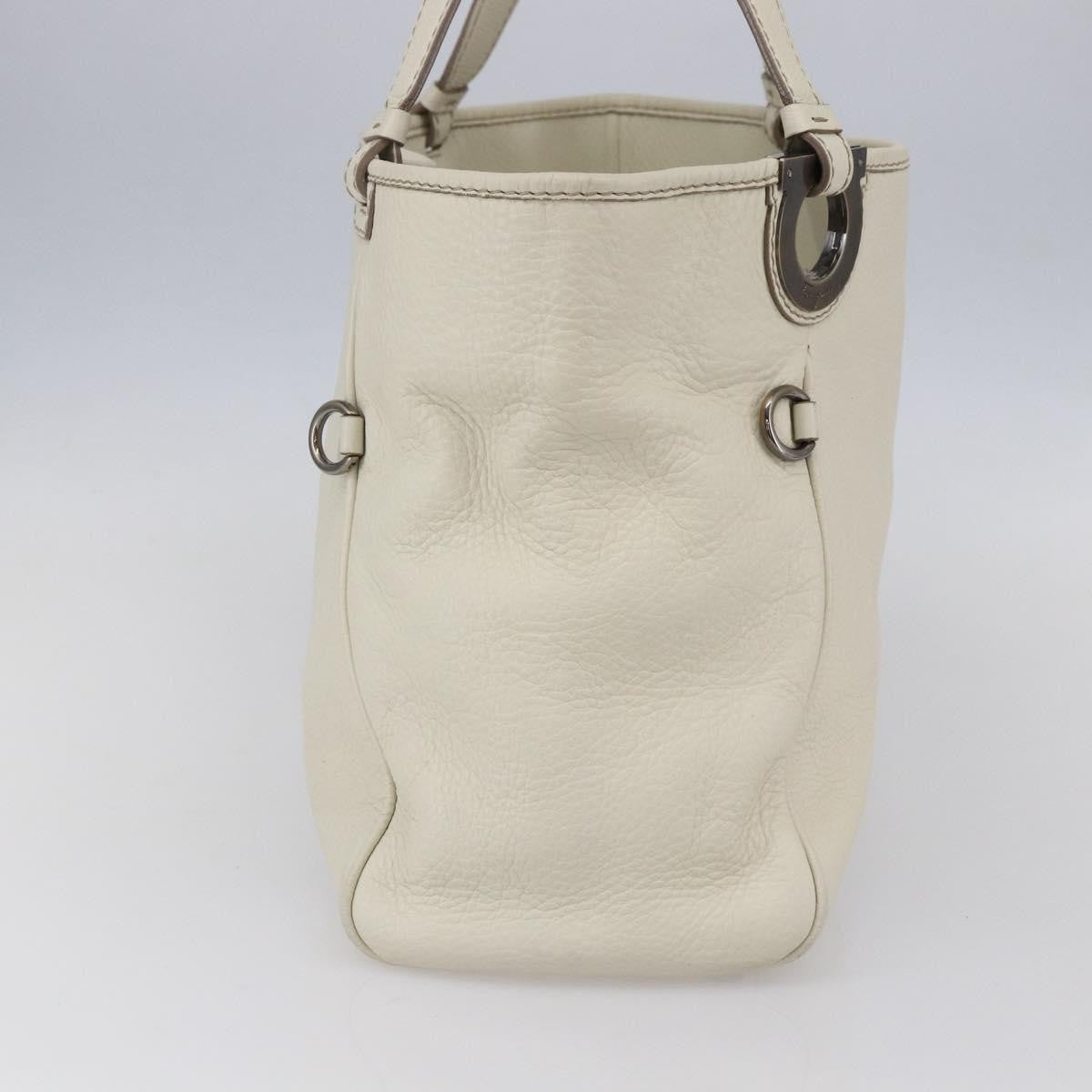 Salvatore Ferragamo Vintage Tote Bag Leather White Leather Tote Bag Bag (Authentic Pre-Loved)