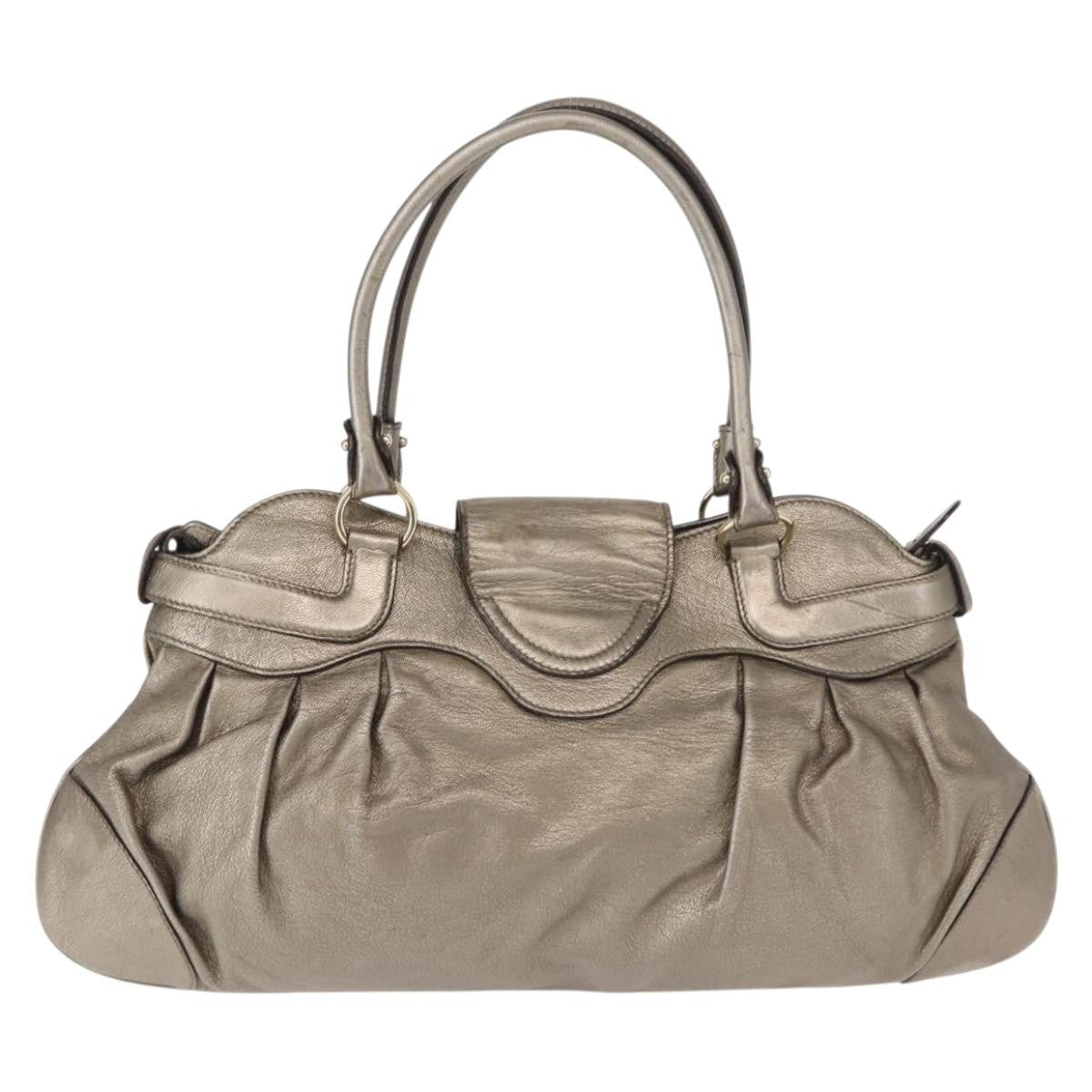 Salvatore Ferragamo Gancini Tote Leather Gold Leather Tote Bag Bag (Pre-Loved)