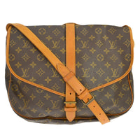 Louis Vuitton Saumur Handbag Monogram Canvas Brown Canvas Travel Bag Bag (Authentic Pre-Loved)