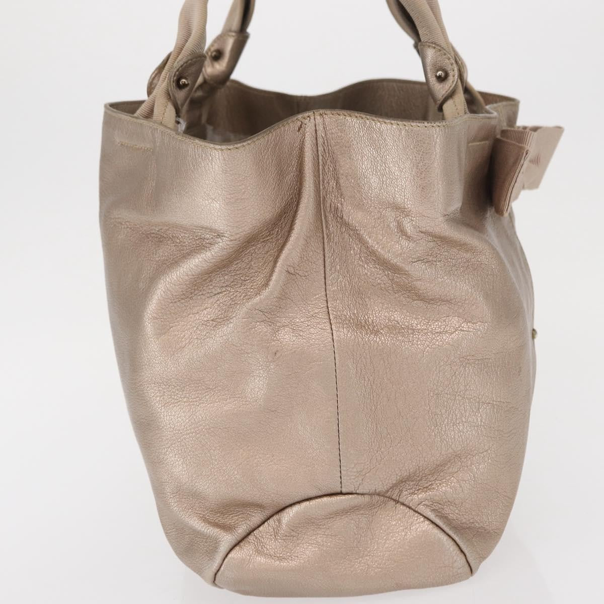Salvatore Ferragamo Vala Tote Leather Beige Leather Tote Bag Bag (Authentic Pre-Loved)