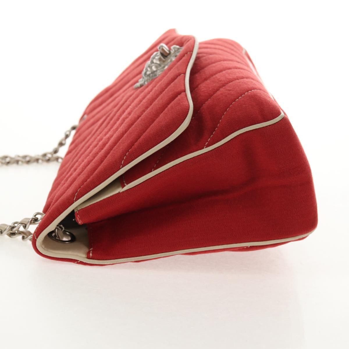 Chanel Leo Lion Flap Bag Chevron Jersey Red Cotton Shoulder Bag