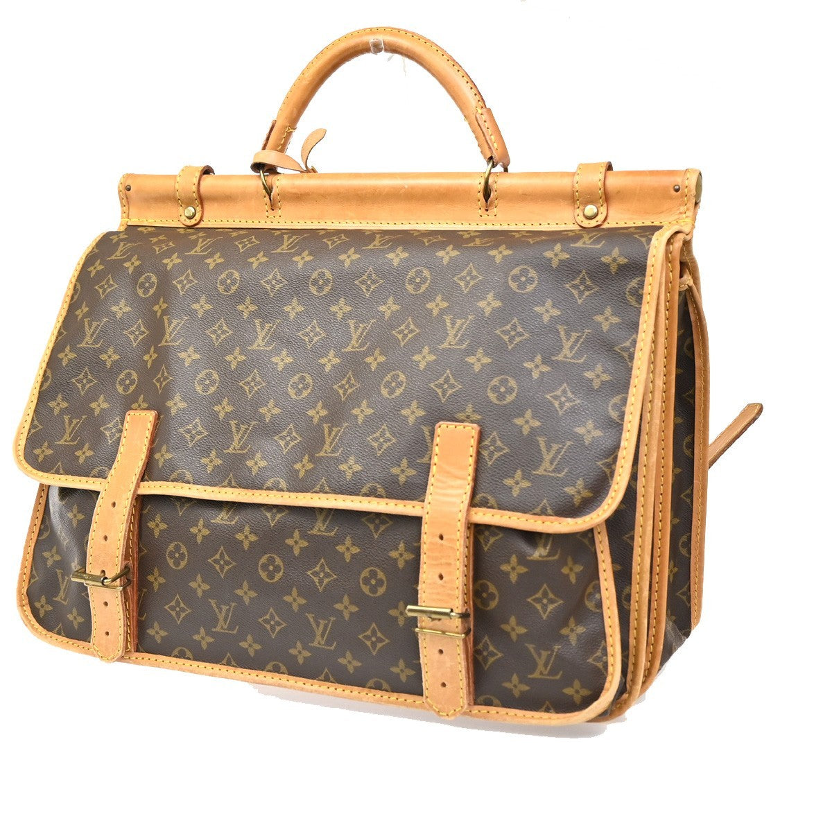 Louis Vuitton Sac Chasse Hunting Bag Monogram Canvas Brown Canvas Briefcase Bag (Authentic Pre-Loved)