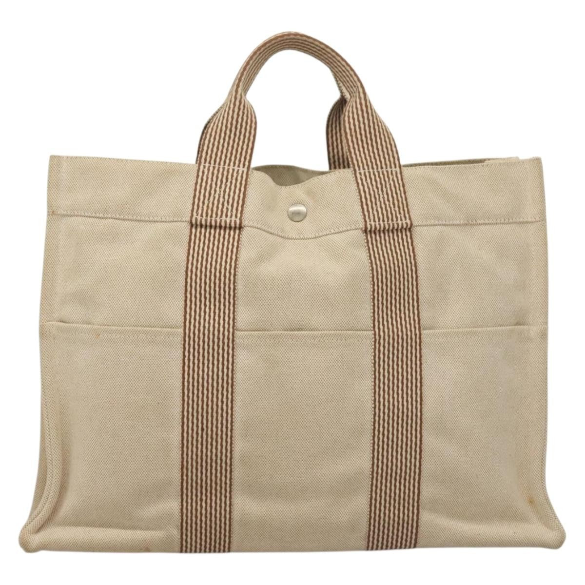 Hermes Fourre Tout Tote Toile Beige Canvas Bag (Authentic Pre-Loved)