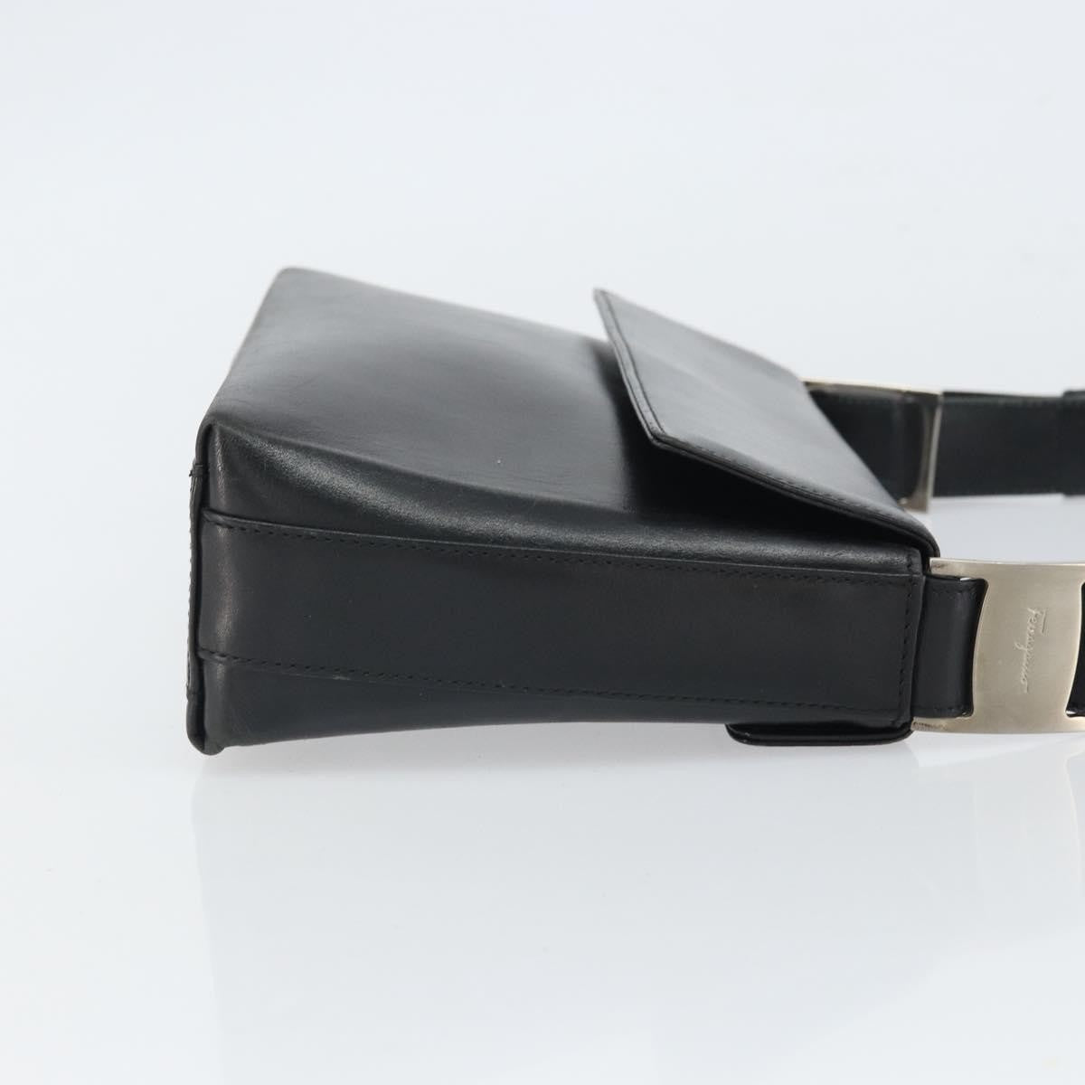 Salvatore Ferragamo Vala Shoulder Bag Leather Black Leather Shoulder Bag Bag (Authentic Pre-Loved)