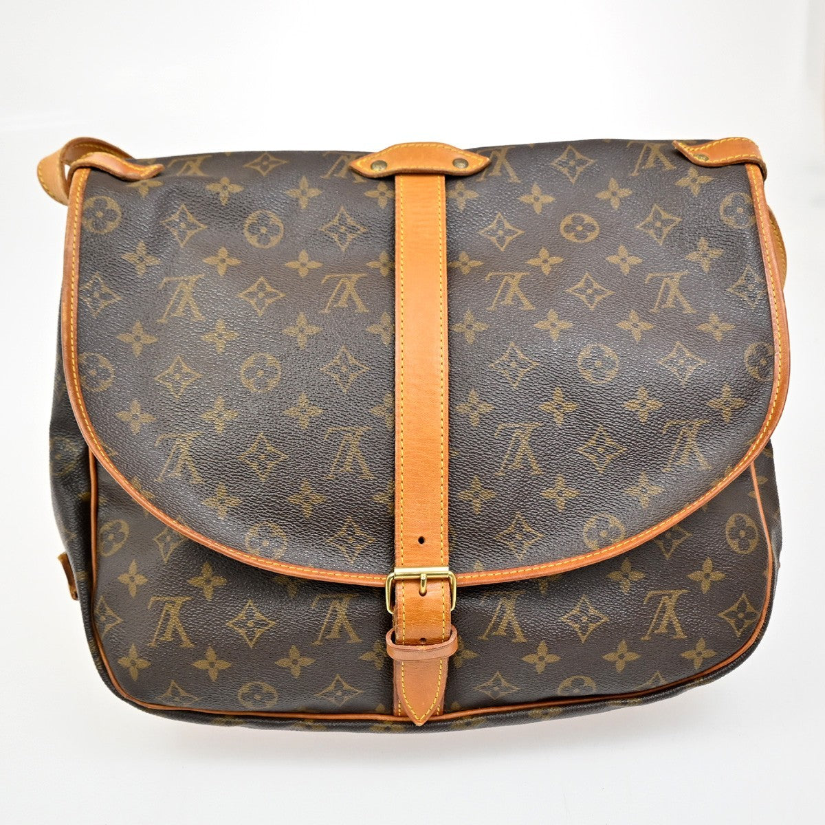 Louis Vuitton Saumur Handbag Monogram Canvas Brown Canvas Shoulder Bag Bag (Authentic Pre-Loved)