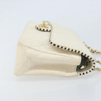 Chanel Vintage Punched Edge Classic Single Flap Bag Quilted Lambskin White Leather Shoulder Bag Bag (Pre-Loved)