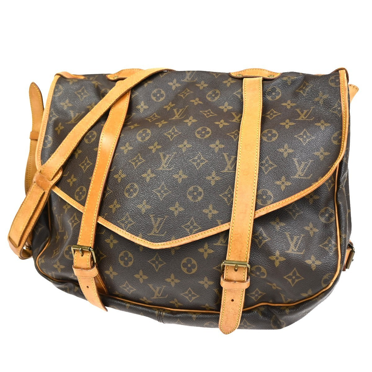 Louis Vuitton Louis Vuitton Saumur Handbag Monogram Canvas Brown Leather Shoulder Bag Bag (Pre-Loved)