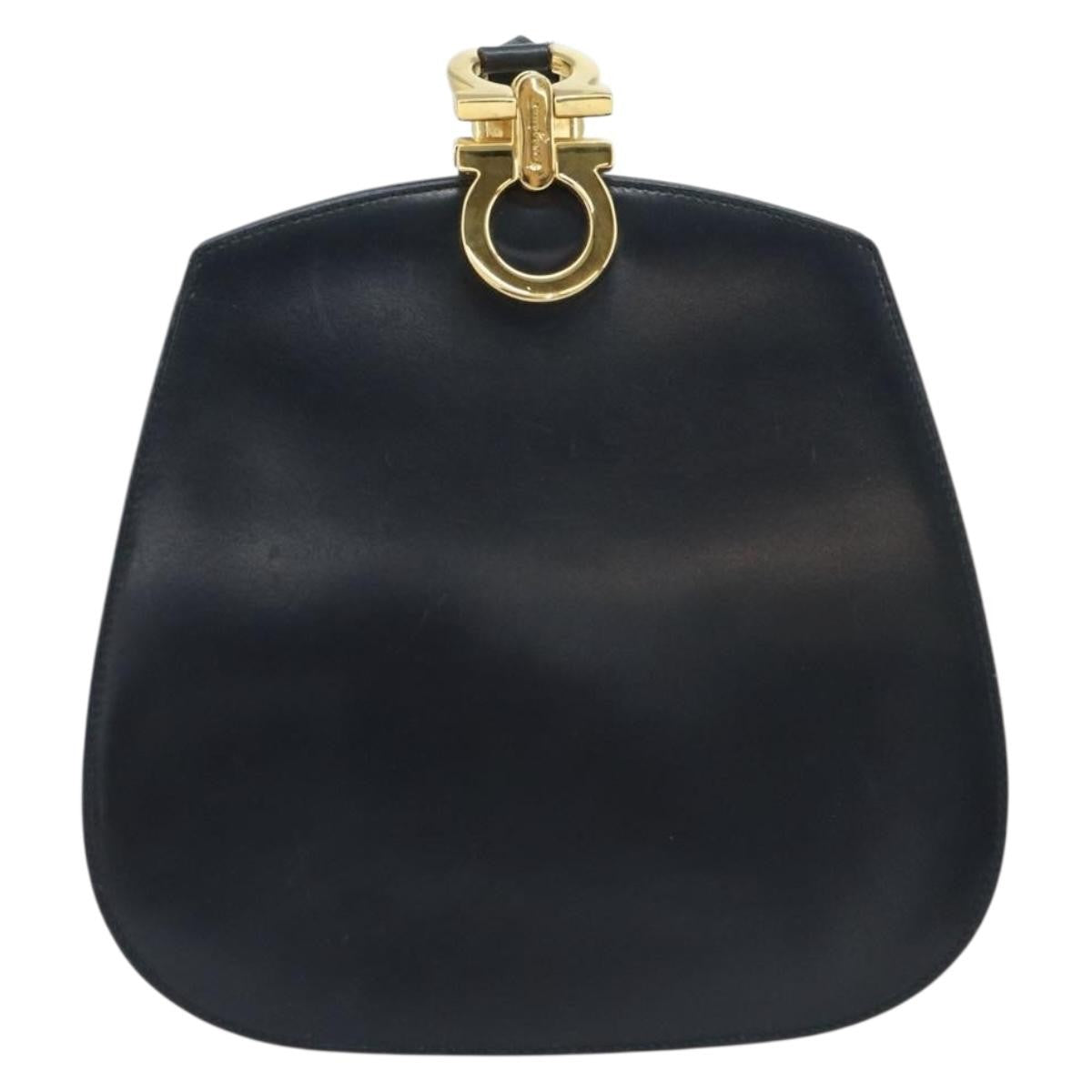 Salvatore Ferragamo Salvatore Ferragamo Gancini Shoulder Bag Leather Navy Leather Shoulder Bag Bag (Pre-Loved)
