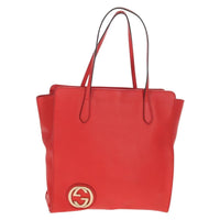 Gucci Grand Prix Interlocking Gg Tote Grainy Leather Red Leather Tote Bag Bag (Pre-Loved)