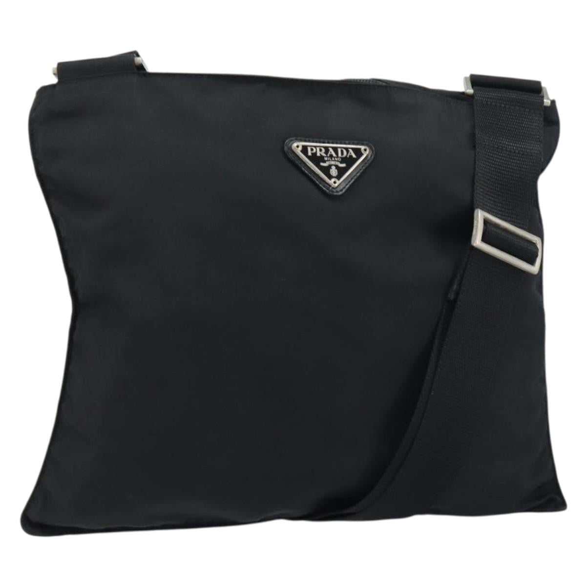 Prada Flat Messenger Bag Tessuto Black Nylon Shoulder Bag Bag (Pre-Loved)