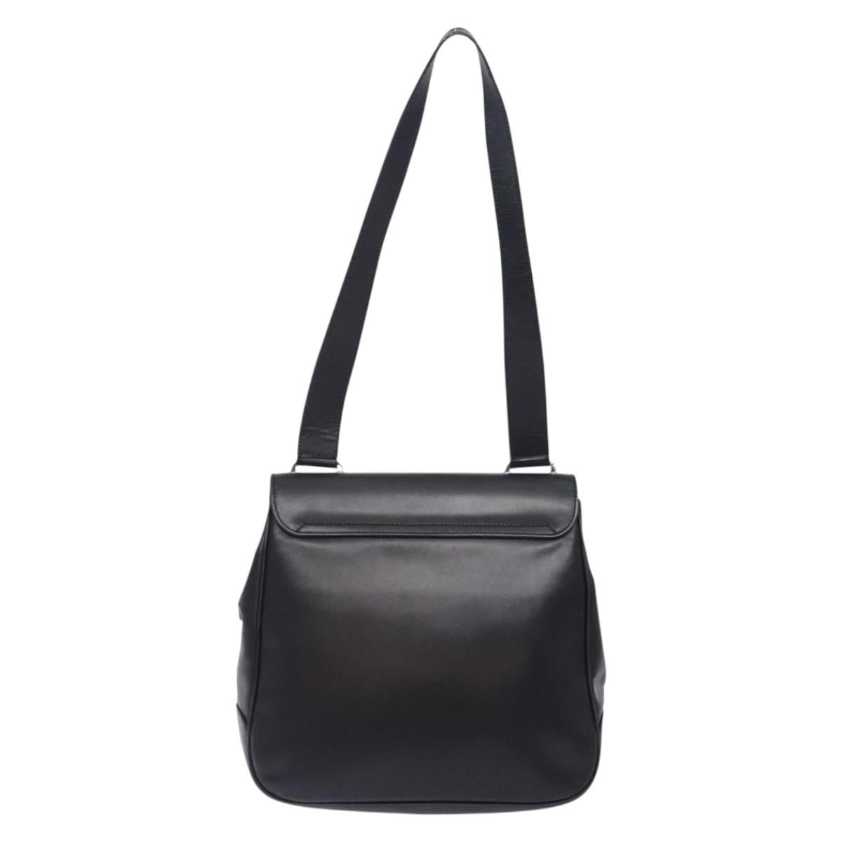 Salvatore Ferragamo Gancini Shoulder Bag Leather Black Leather Shoulder Bag Bag (Authentic Pre-Loved)