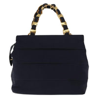 Salvatore Ferragamo Vala Handbag Canvas Navy Canvas Handbag (Authentic Pre-Loved)