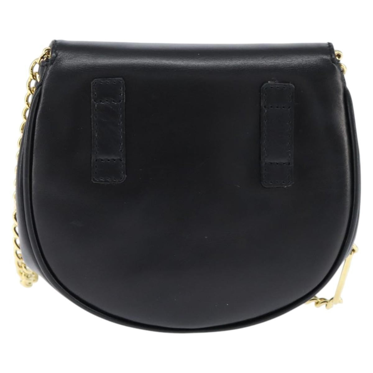 Salvatore Ferragamo Gancini Chain Shoulder Bag Leather Black Leather Shoulder Bag Bag (Authentic Pre-Loved)