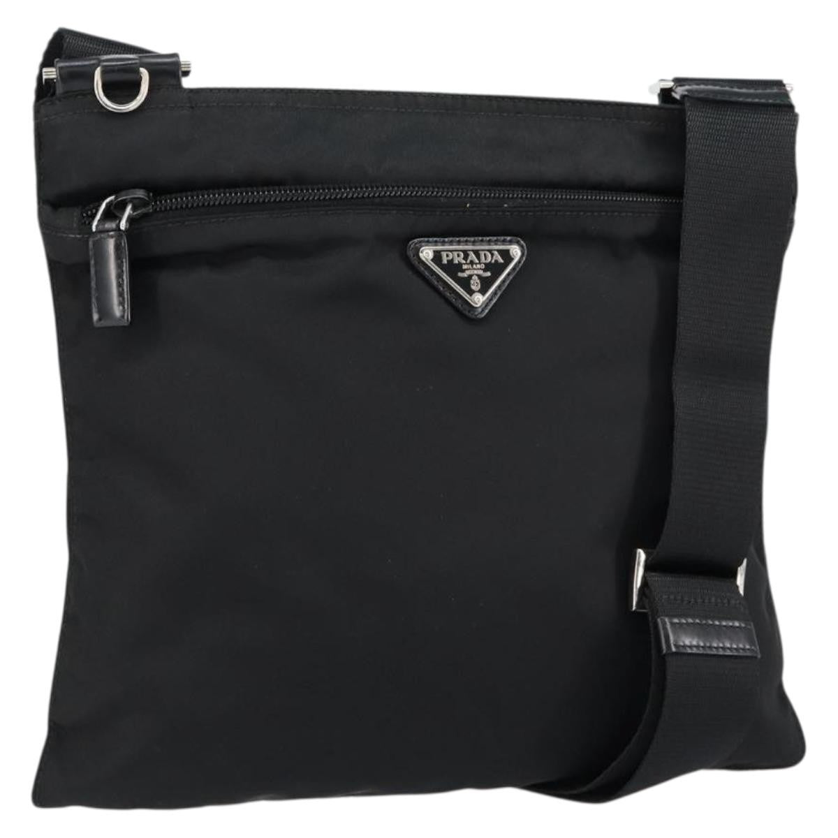 Prada Prada Front Pocket Messenger Bag Tessuto Black Nylon Shoulder Bag Bag (Pre-Loved)