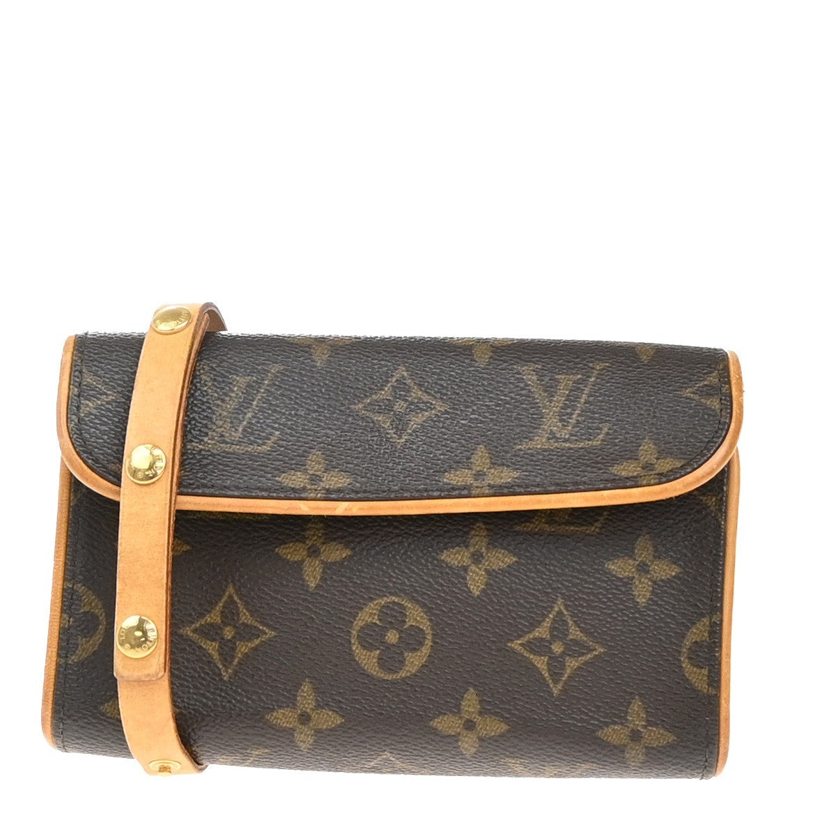 Louis Vuitton Florentine Pochette Monogram Canvas Brown Leather Bag (Authentic Pre-Loved)