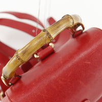 Gucci Gucci Vintage Bamboo Backpack Leather Red Leather Backpack Bag (Pre-Loved)