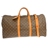 Louis Vuitton Keepall Bandouliere Bag Monogram Canvas Brown Canvas Travel Bag Bag (Authentic Pre-Loved)