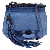 Gucci Nouveau Fringe Crossbody Bag Leather Blue Leather Shoulder Bag Bag (Pre-Loved)