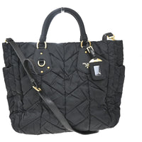 Prada Convertible Side Pocket Tote Chevron Tessuto Black Nylon Tote Bag Bag (Pre-Loved)