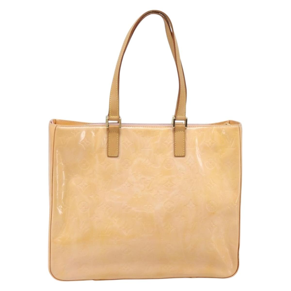 Louis Vuitton Columbus Handbag Monogram Vernis Beige Patent_Leather Tote Bag Bag (Authentic Pre-Loved)