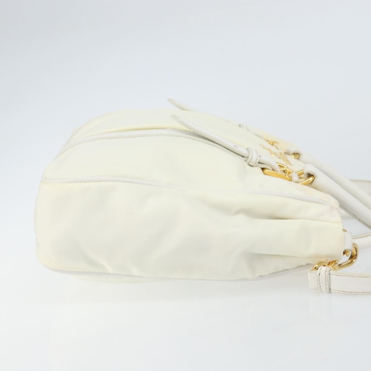 Prada Vintage Tote Tessuto With Leather White Nylon Tote Bag Bag (Authentic Pre-Loved)