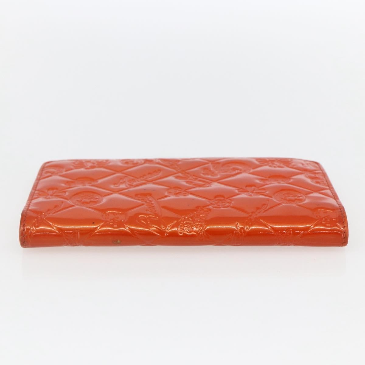 Chanel Lucky Symbols Yen Wallet Embossed Quilted Patent Orange