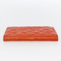 Chanel Lucky Symbols Yen Wallet Embossed Quilted Patent Orange Patent_Leather Wallets Accessory (Authentic Pre-Loved)