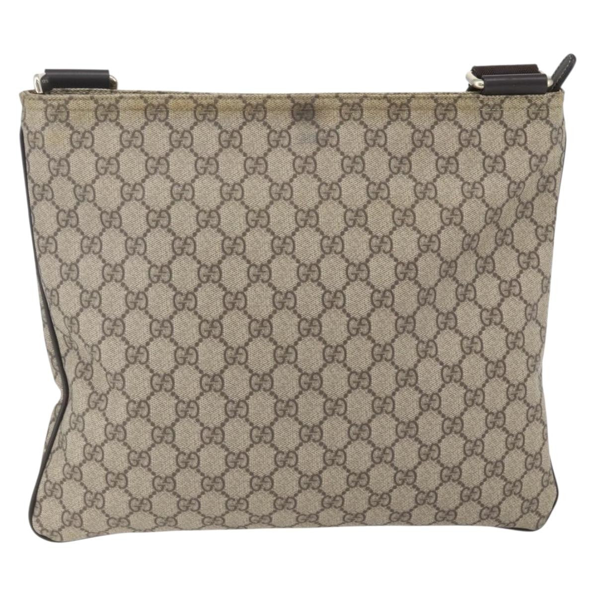 Gucci Zip Top Messenger Bag Gg Coated Canvas Beige Canvas Shoulder Bag Bag (Authentic Pre-Loved)