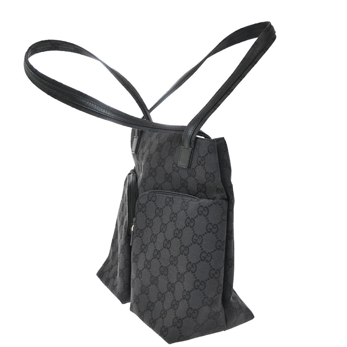 Gucci Double Pocket Tote Gg Canvas Black Canvas Tote Bag Bag (Pre-Loved)