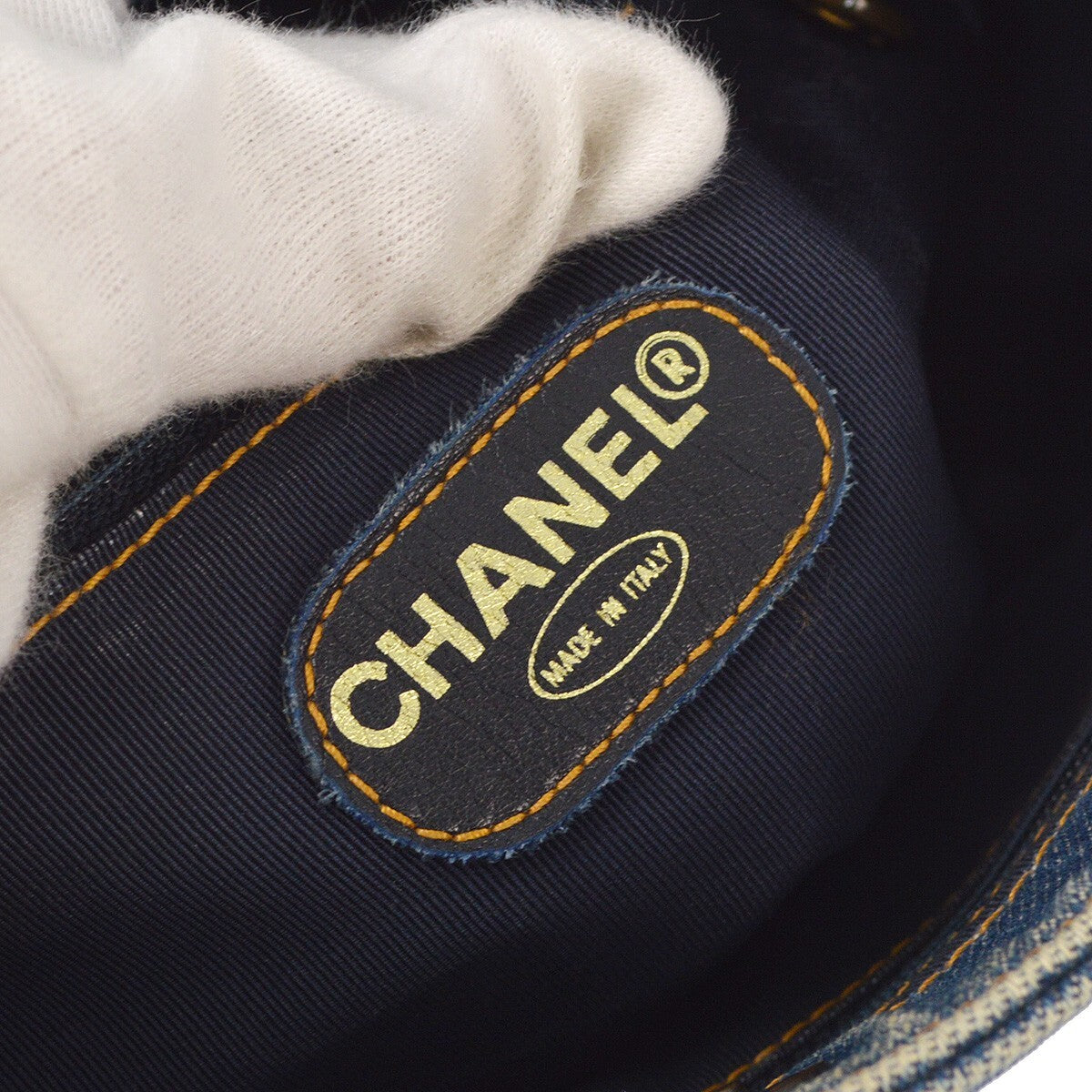 Chanel Vintage Resin Chain Tote Denim Blue Denim_Jeans Tote Bag Bag (Authentic Pre-Loved)