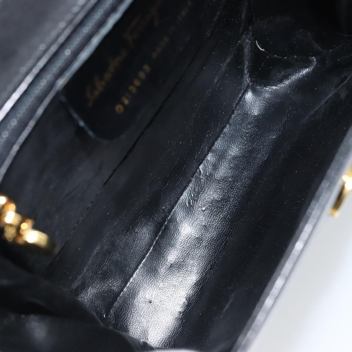 Salvatore Ferragamo Vintage Shoulder Bag Leather Black Leather Shoulder Bag Bag (Pre-Loved)