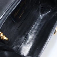 Salvatore Ferragamo Vintage Shoulder Bag Leather Black Leather Shoulder Bag Bag (Pre-Loved)