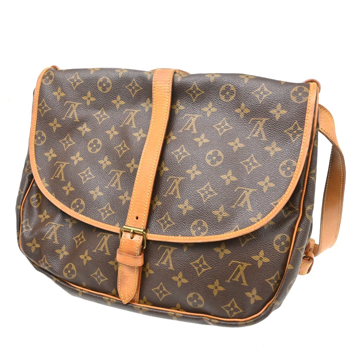 Louis Vuitton Louis Vuitton Saumur Handbag Monogram Canvas Brown Canvas Shoulder Bag Bag (Authentic Pre-Loved)