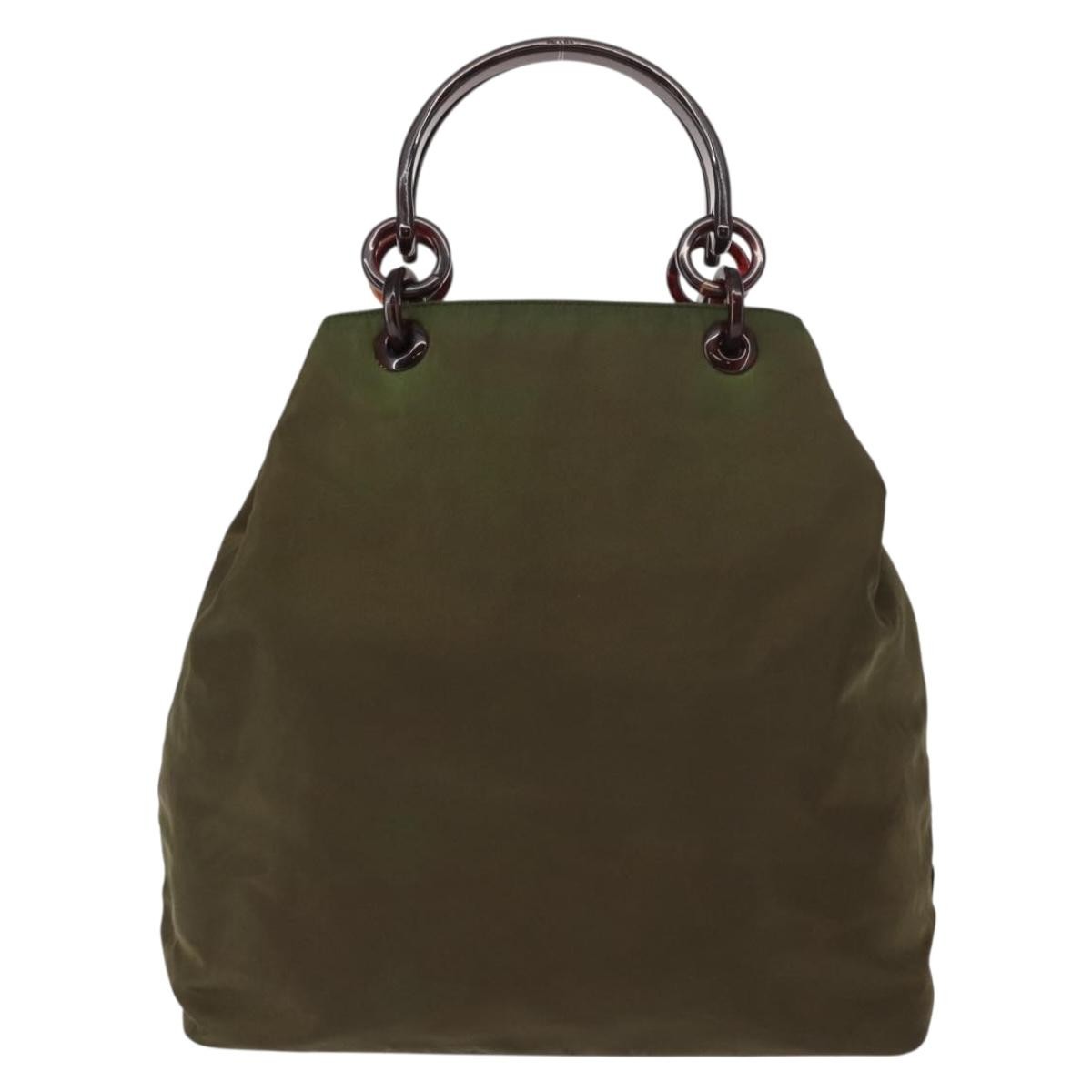 Prada Resin Handle Tote Tessuto Khaki Nylon Tote Bag Bag (Authentic Pre-Loved)