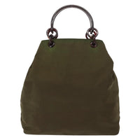 Prada Resin Handle Tote Tessuto Khaki Nylon Tote Bag Bag (Authentic Pre-Loved)